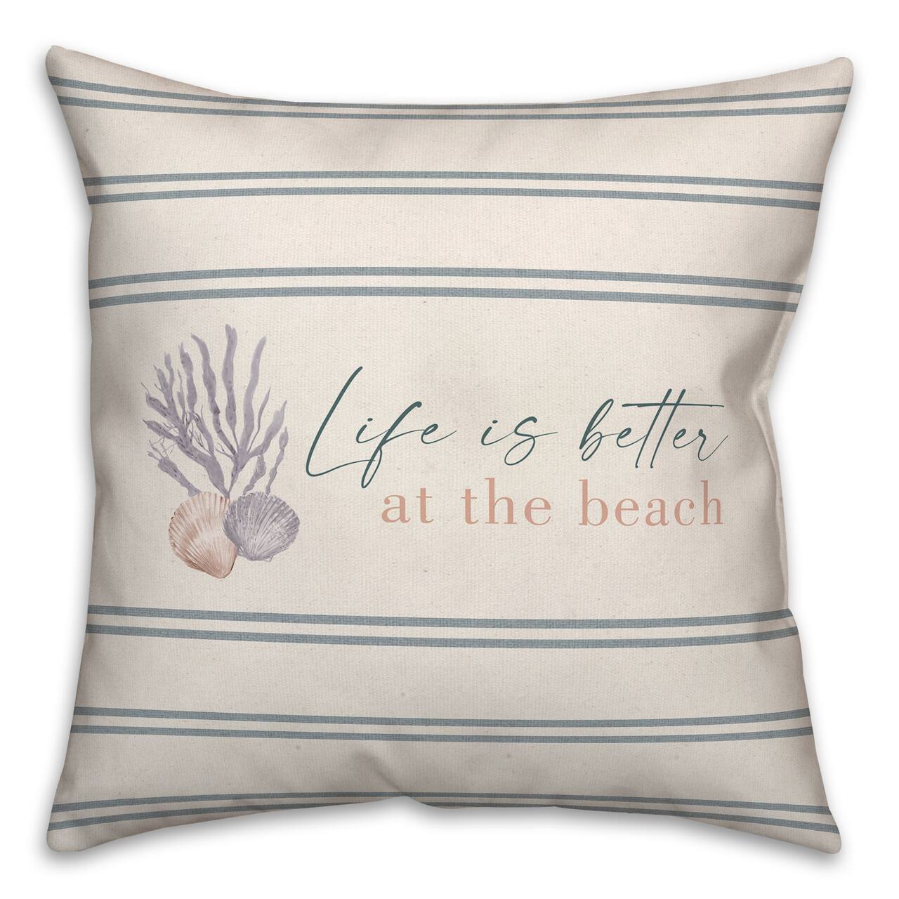 Life Is Better At The Beach Scallop & Snail Shell Throw Pillow